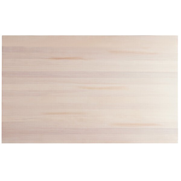 30" x 48" Rectangular Solid Wood Live Edge Restaurant Table Top in White Wood