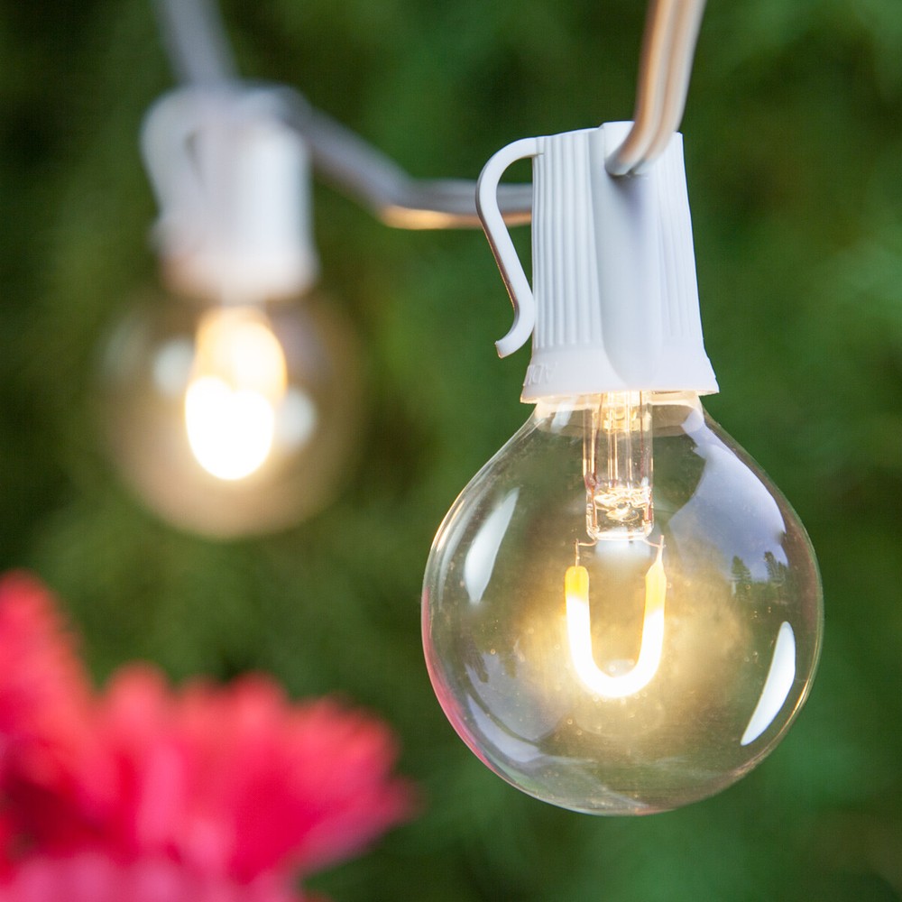 10'-50' White Patio Light Socket Stringer, 12" Spacing, E17 Sockets, 8A, SPT1