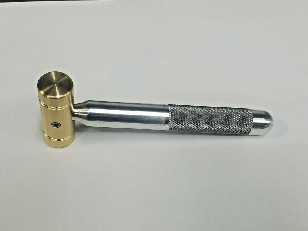 SMALL SOLID BRASS HAMMER 4 OZ. KNURLED 5/8" ALUMINUM HANDLE * MADE IN USA
