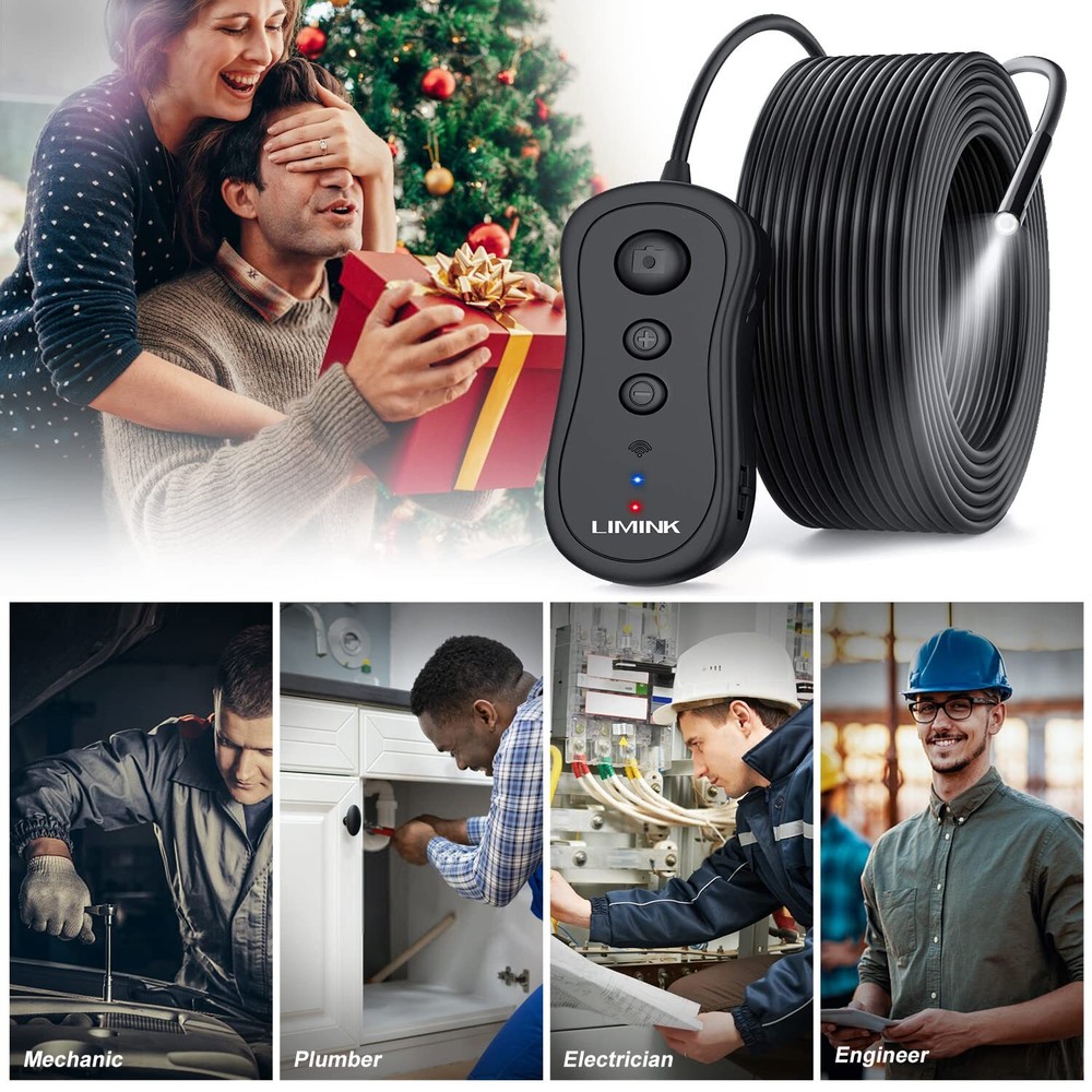 10m LED HD Endoscope Camera Borescope Inspection Wifi For Android iPhone