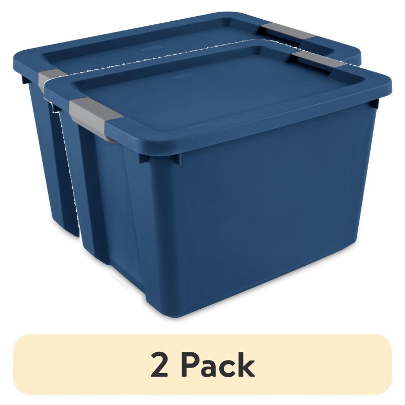 (2 pack) Sterilite Large Storage Bin, 20 Gallon Plastic Storage Container , Blue