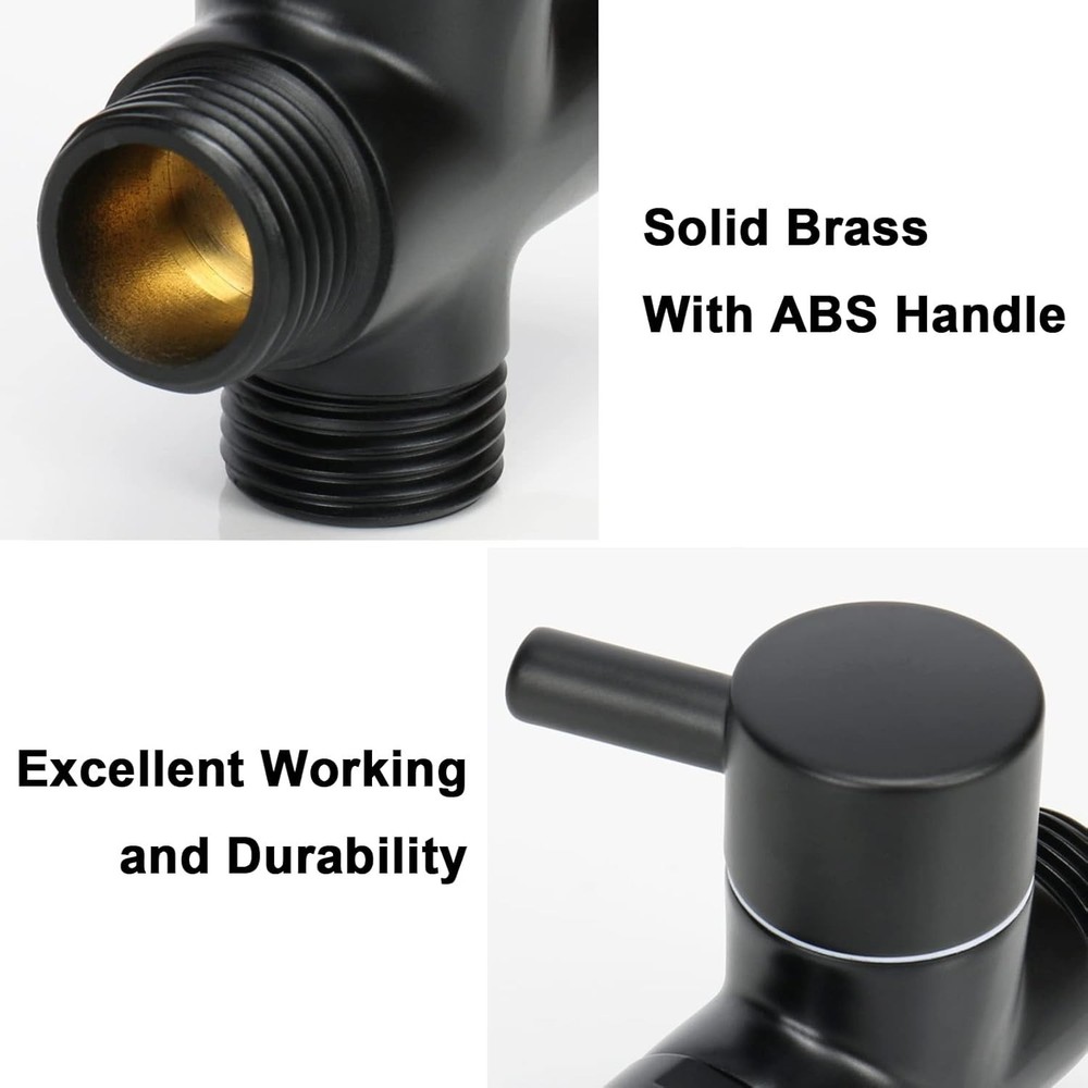 Black Solid Metal 3-Way Shower Arm Diverter T Adapter Replacement - Brushed Nick
