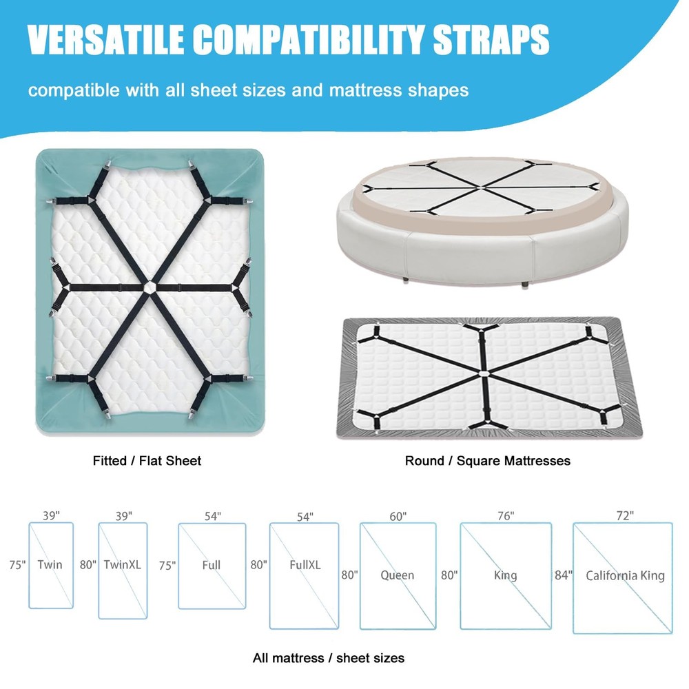 Adjustable Elastic Fitted Sheet Straps Tablecloth Clips Bed Suspender Fasteners
