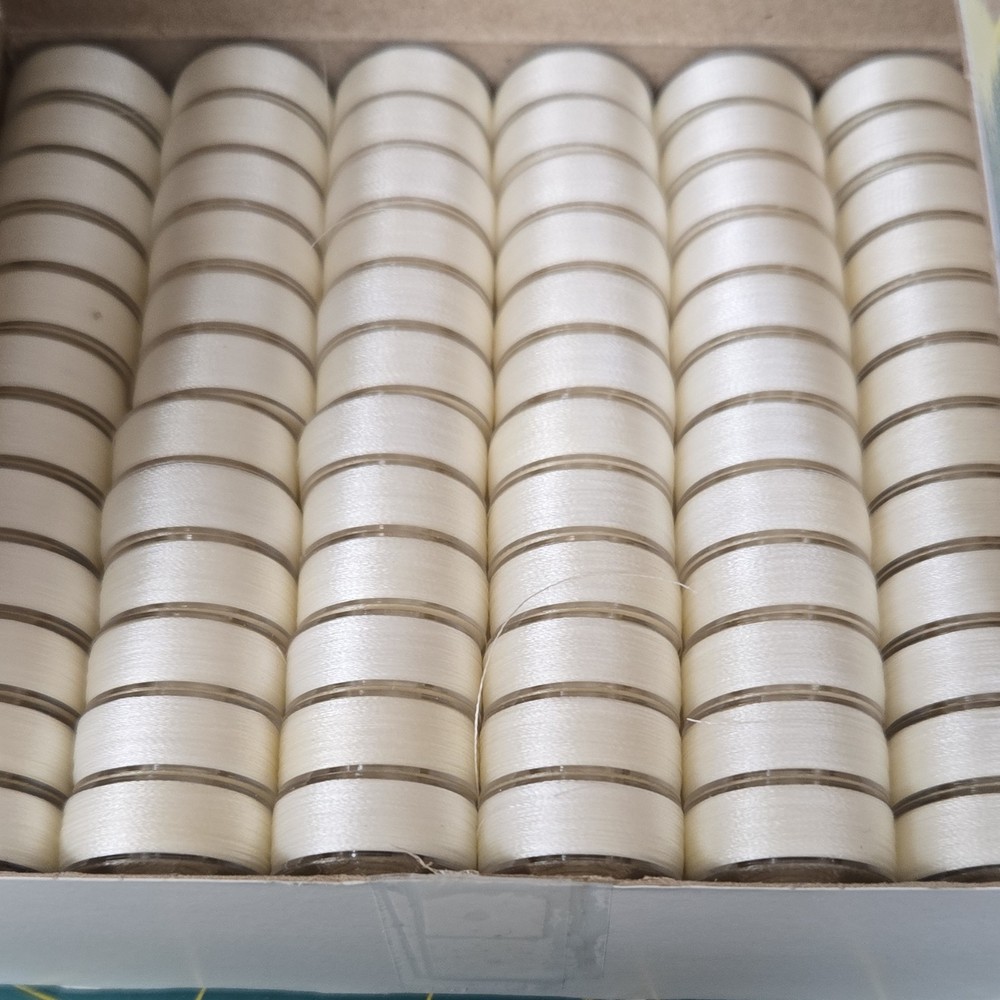 NEB National Embroidery Bobbins Plastic Pre-Wound White Thread Box