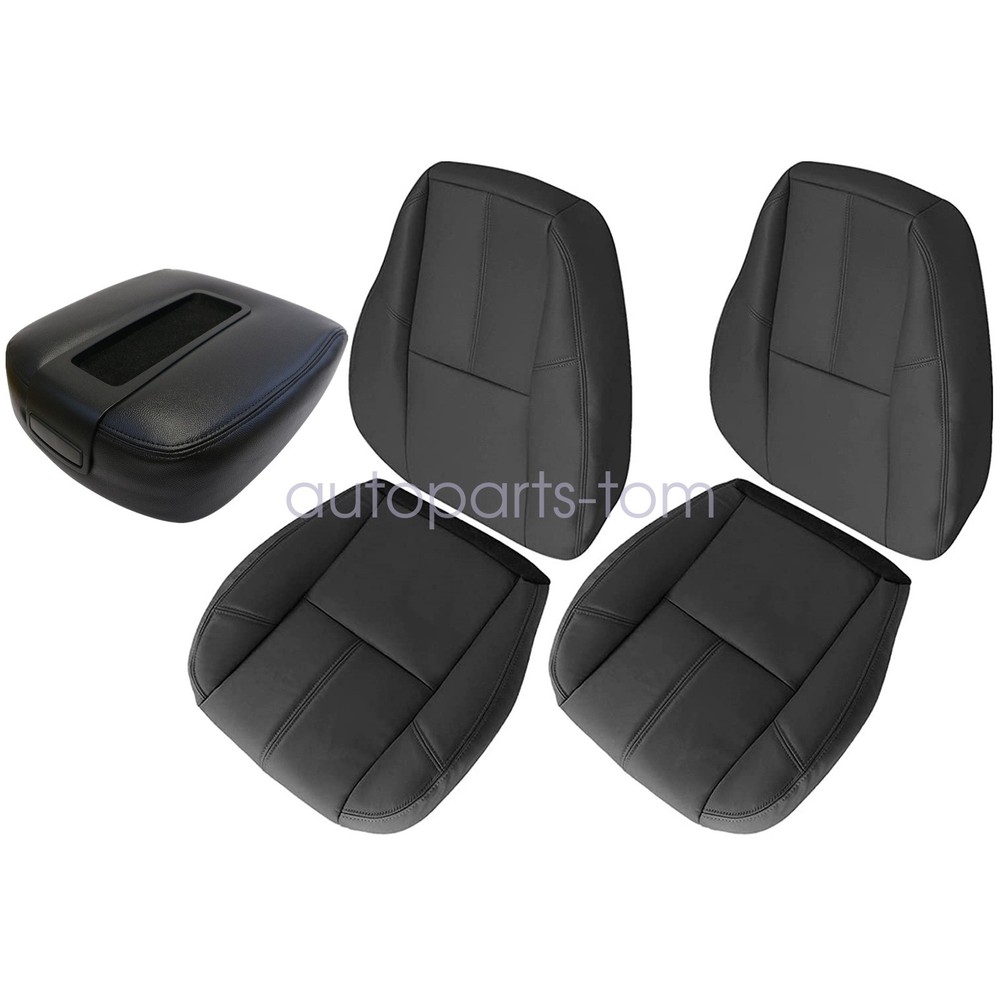 For 2007-2014 Chevy Avalanche Front Bottom & Lean Back Leather Seat Cover Black