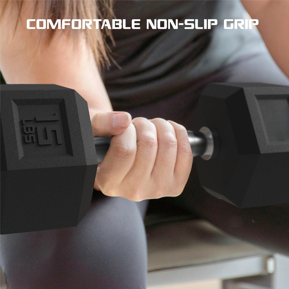 25lbs Rubber Hex Dumbbell Set – Solid Steel Handles, Durable Rubber Coating