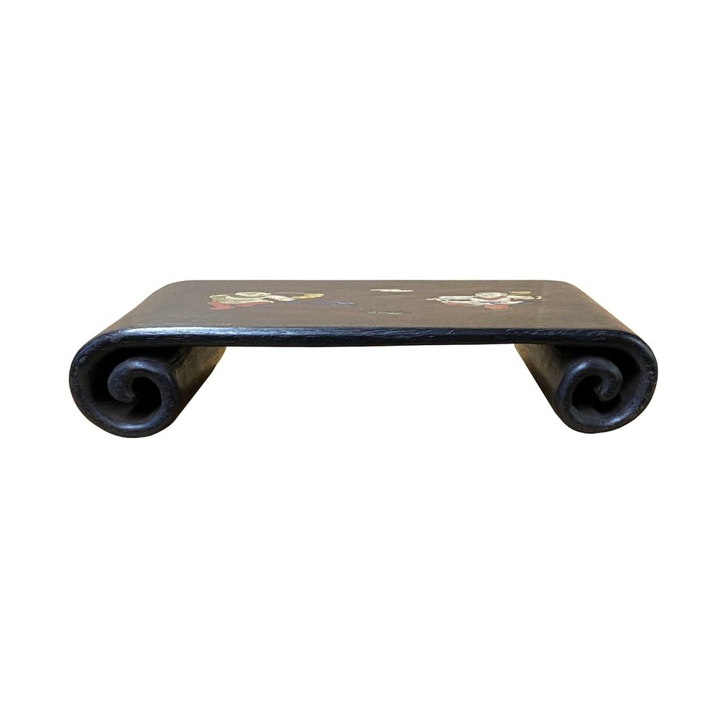 Chinese Brown Wood Scroll Rectangular Table Top Stand Display Easel ws1896