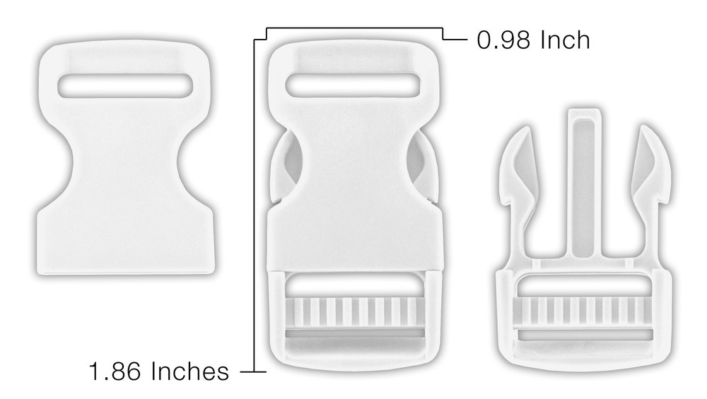 25 - 3/4 Inch White Titan Side Release Plastic Buckles