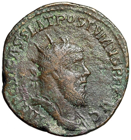 Postumus Double Sestertius "Fides, Two Standards" Very Fine