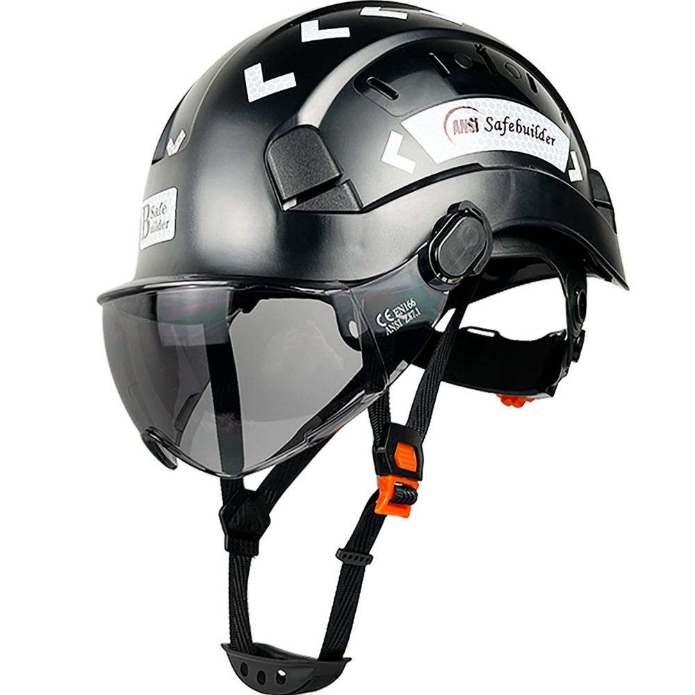 Safety Helmet Hard Hat with Visor Adjustable Lightweight Vented ABS Work Helm...