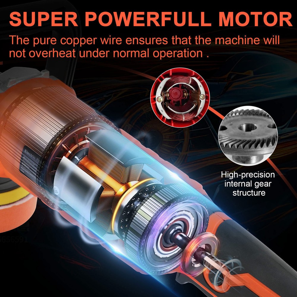 1580W Car Polisher Polishing Machine Kit Buffer Sander Variable 7 Speed w/Pad