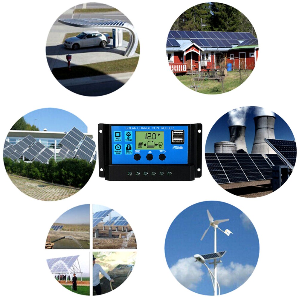 60A 12V/24V PWM Solar Panel Regulator Charge Controller Auto Focus Tracking