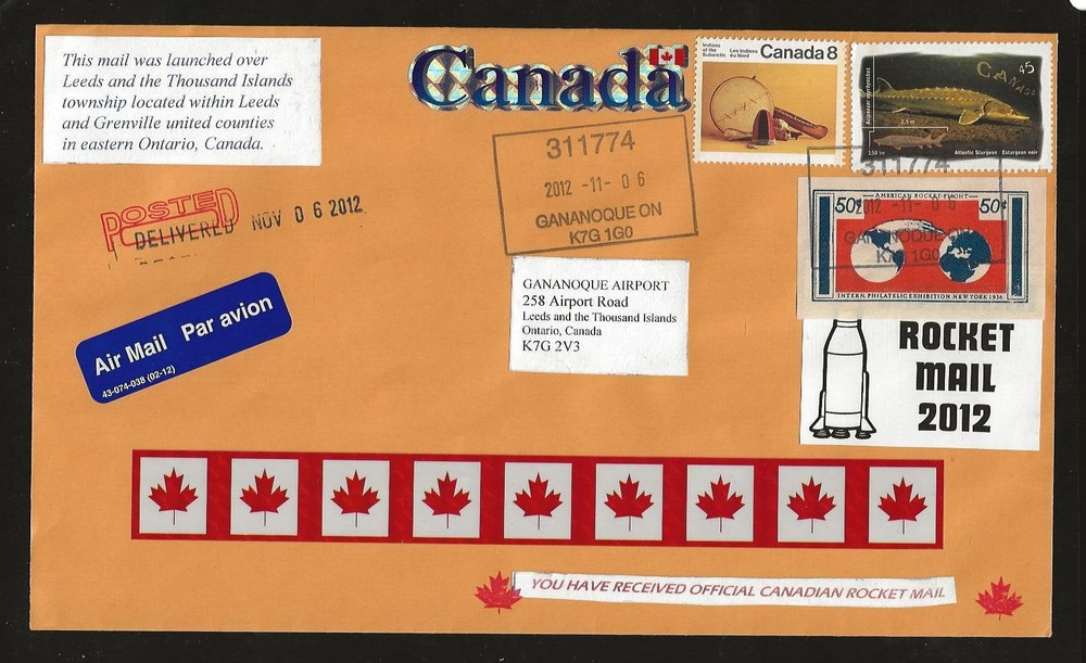2012 CANADA rocket mail - McIsaac at Thousand Islands - Final 2012 Flight