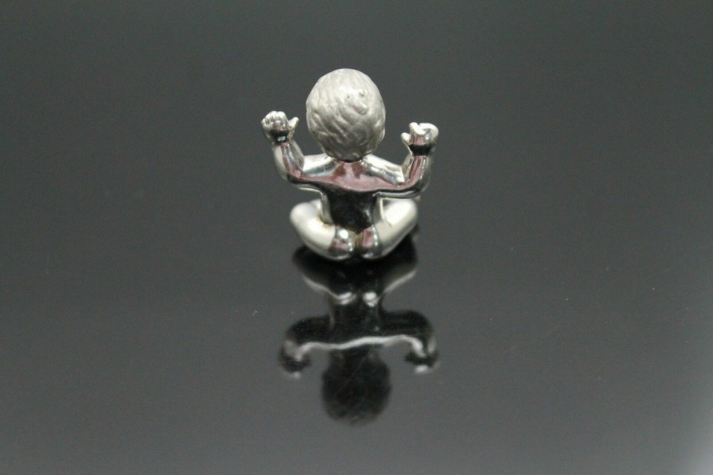 HAPPY BABY FIGURINE MINIATURE SOLID STERLING SILVER