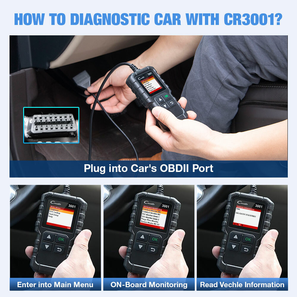 LAUNCH Creader 3001 OBD2 Scanner Engine Fault Code Reader Diagnostic Scan Tool