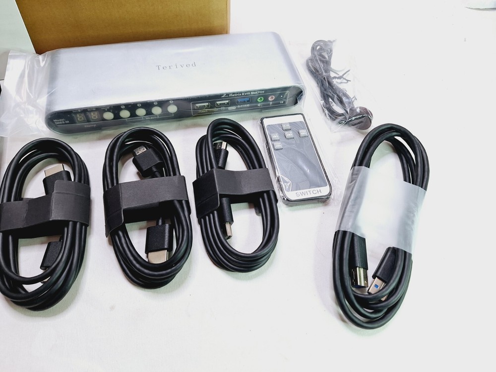 2 Computers 2 HDMI Monitors Matrix Automatic KVM Switch 4K@60Hz Hotkey Switching