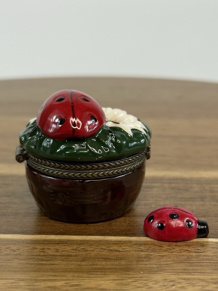 Porcelain Hinged Trinket Box Ladybug
