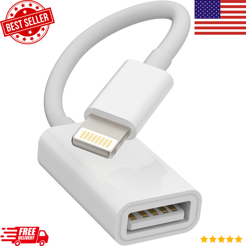Lightning to USB OTG Adapter for iPhone iPad Camera Card Reader MIDI Hub