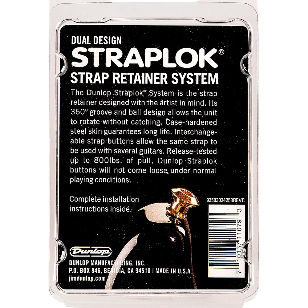 Dunlop Dual-Design Straplok System Black Chrome