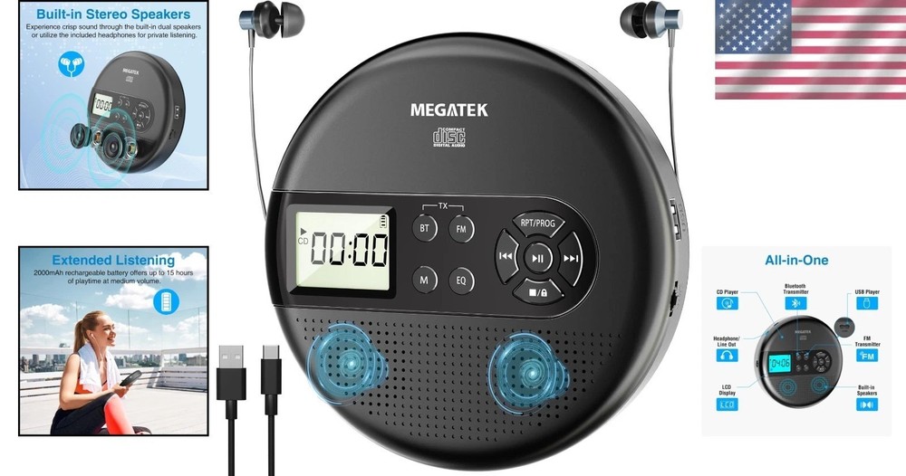 FM Transmitter CD Player with Bluetooth & Anti-Skip - Enjoy Music Anywhere