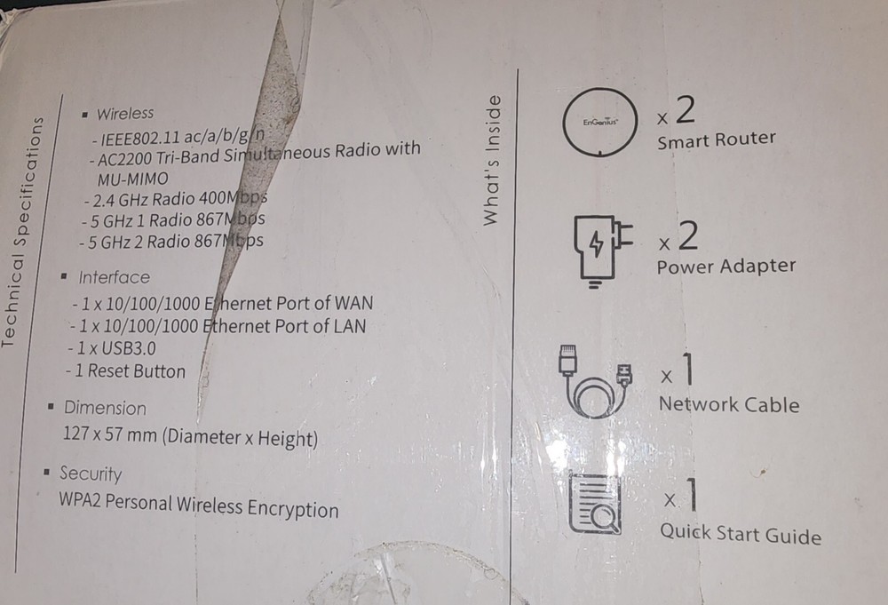 Engenius Smart Mesh Router ESR-580 2PACK