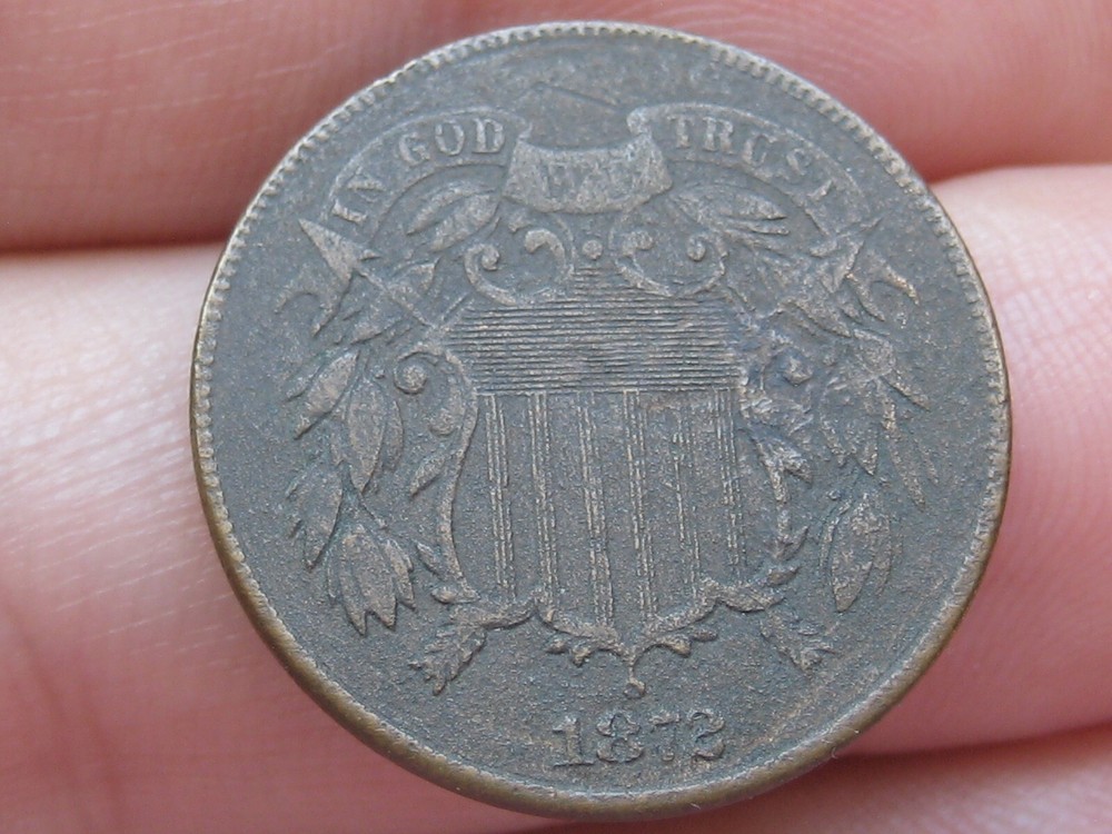 1872 Two 2 Cent Piece- Rare Key Date, VF/XF Details