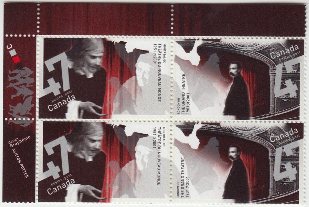 Canada - #1920a Theatres, Plate Block - MNH