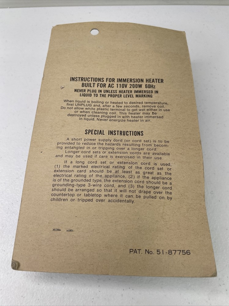 ARROW INSTANT IMMERSION HEATER NH-300 - MADE IN JAPAN - VINTAGE / NEW