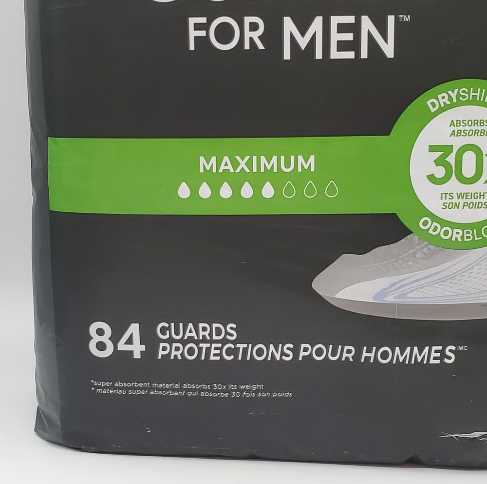 Depend Mens Guards 84ct Maximum Absorbency Bladder Control Pads Dry Odor Shield