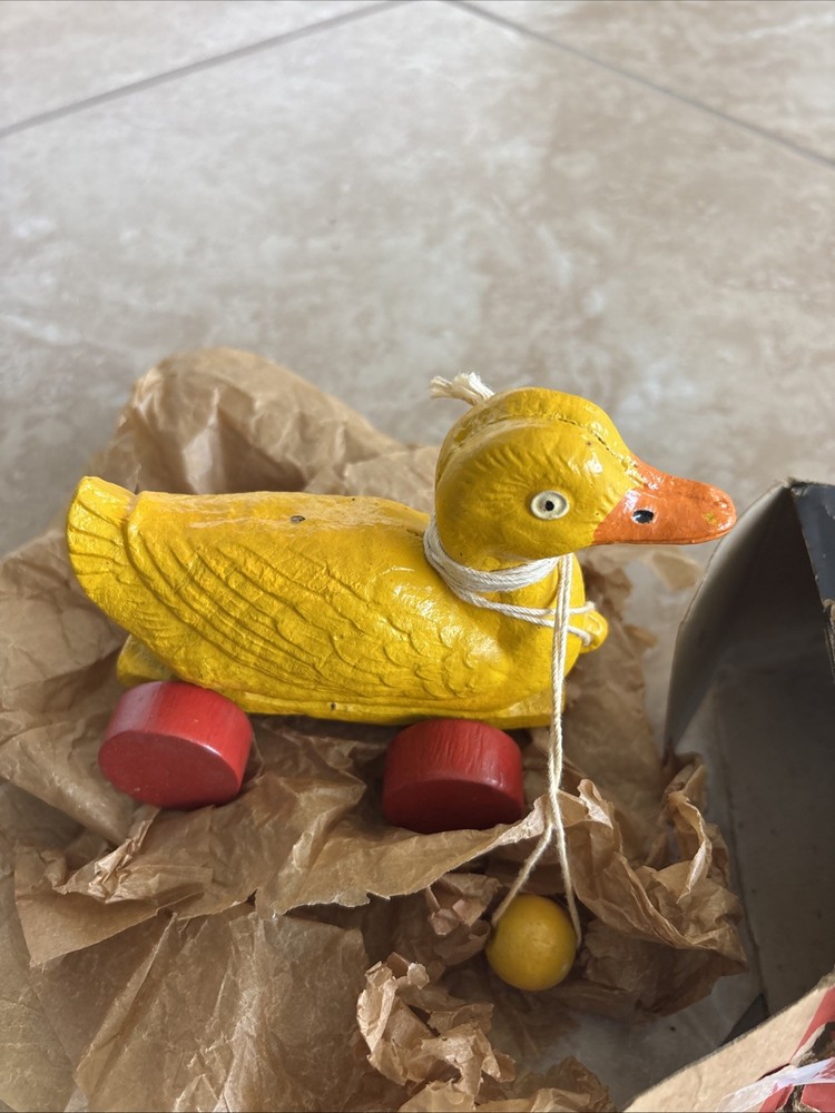 Vintage Pull Toy Duck Original Box