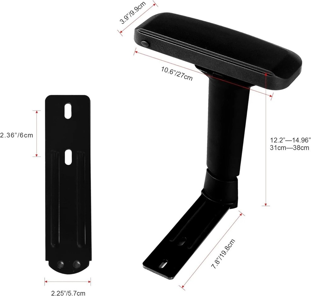 Black Height Adjustable Chair Arms Pair
