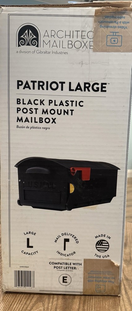 Gibraltar Patriot Black Plastic Large Post Mount Mailbox - A2000