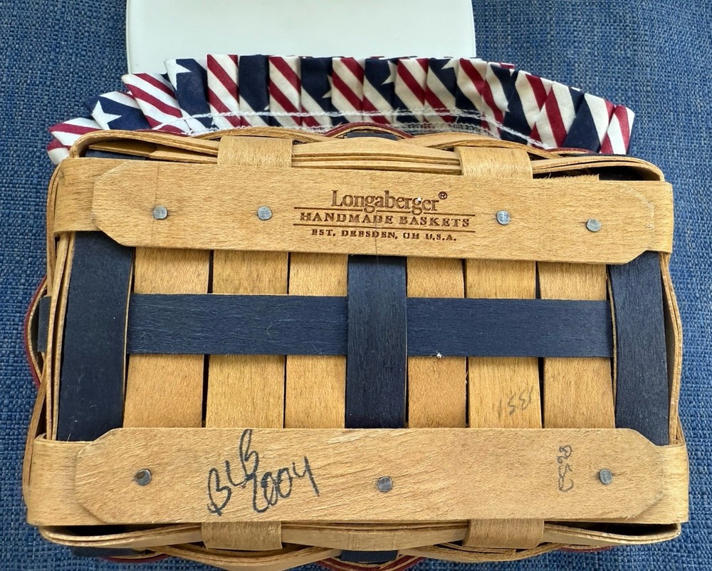 Longaberger Small Rectangular Basket Liner & Divided Protector Red White Blue 20