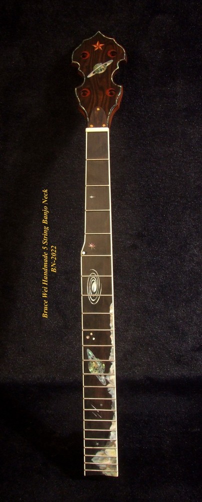 Handcrafted 5 String Banjo Neck Solid Mahogany & Hard Maple Planet Inlay BN-2022
