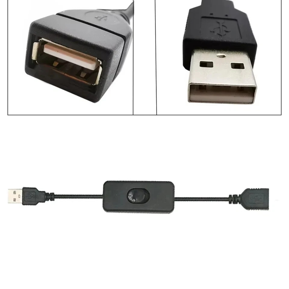 2PCS USB Cable with On Off Switch 30cm for Power and Data Transmission