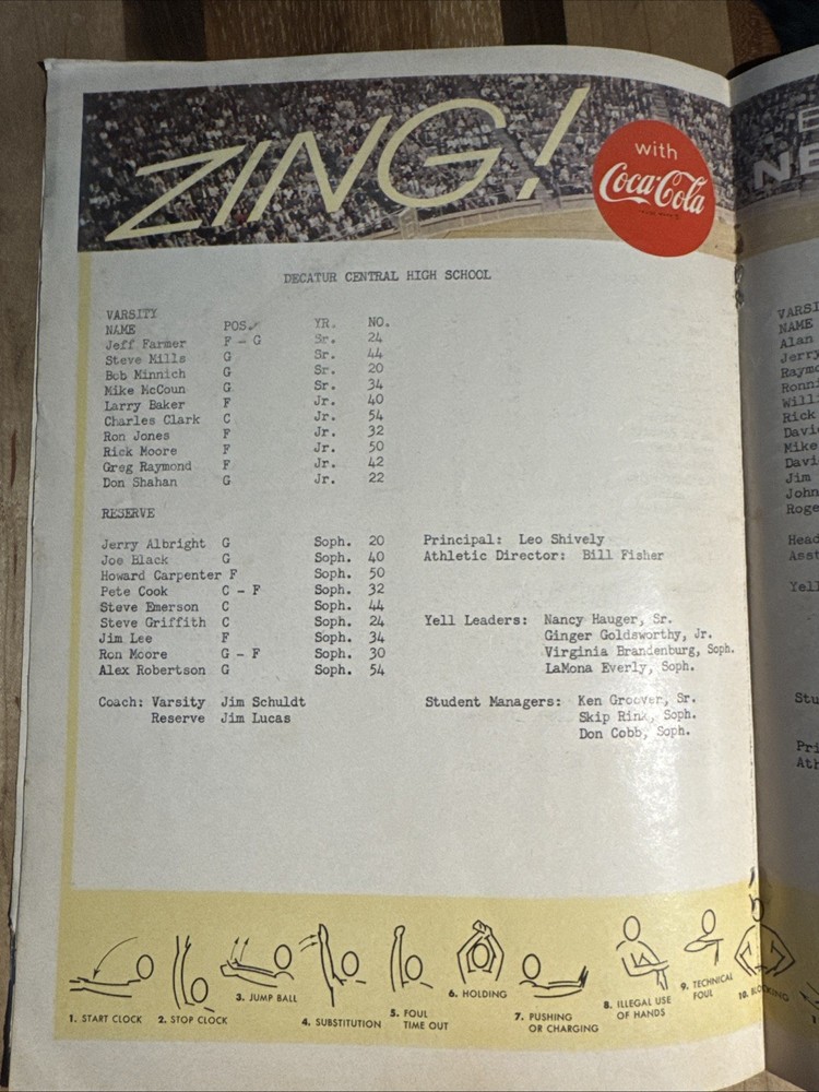 1963 Indianapolis High School Basketball Program, Decatur Central vs Ben Davis