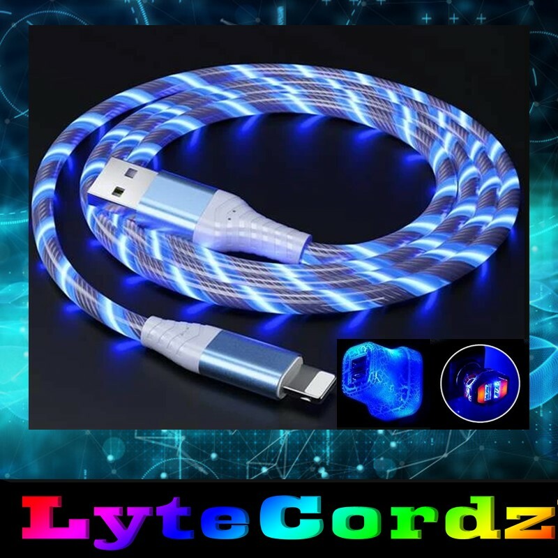 LED Light Up Charging Charger Cable USB Data Cord iPhone Android Type C Phone