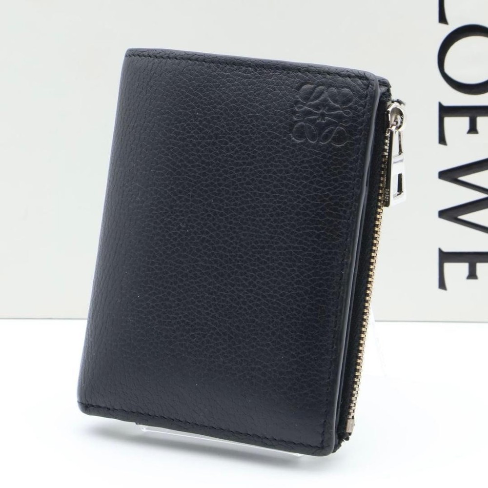 LOEWE Two-Fold Wallet Leather Black Anagram