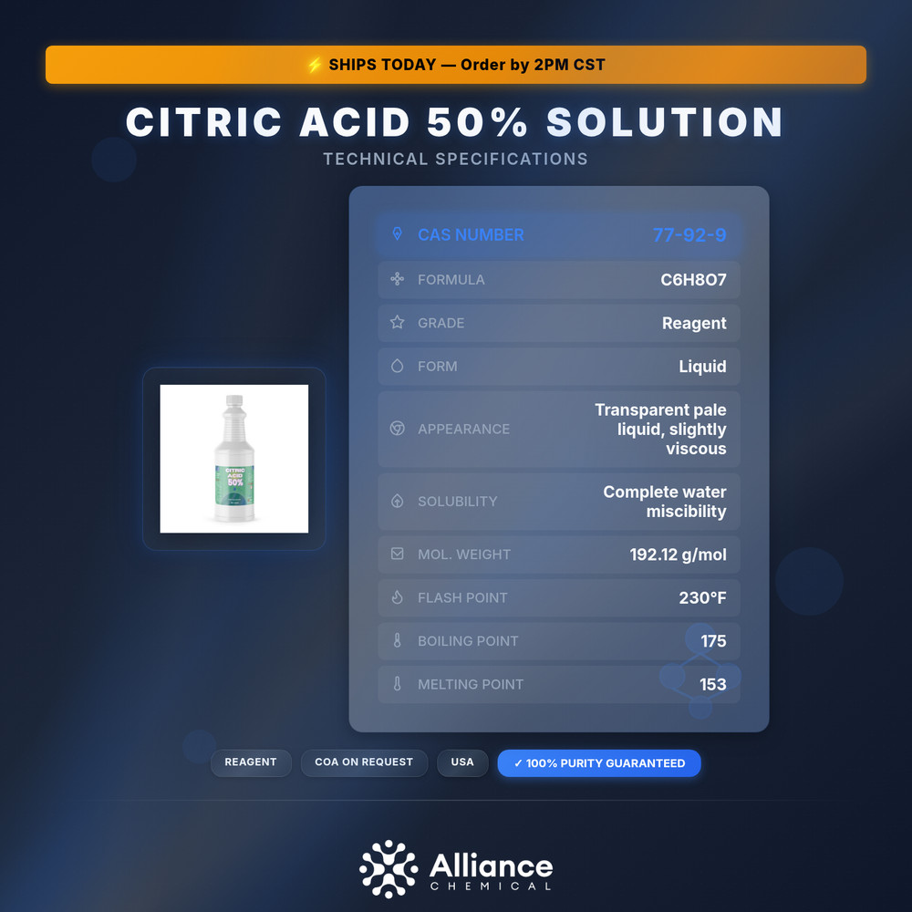 Citric Acid 50% Solution - 1 Quart