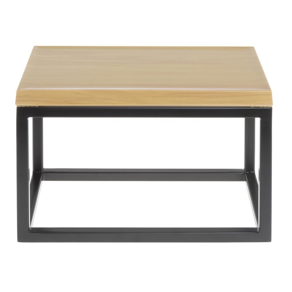HUBERT® Black Display Riser with Butcher Block Top - 7"H