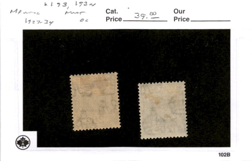 Mauritius, Postage Stamp, #193, 193a Mint Hinged, 1927 King George V