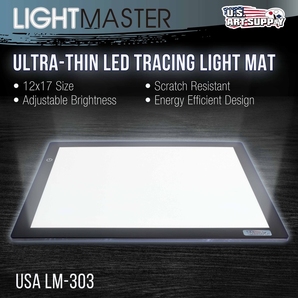 Lightmaster 12" x 17" A3 Light Box 12V Ultra-Thin Profile 110V AC Power Adapter