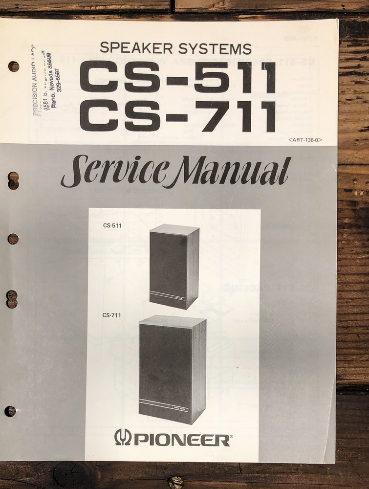 Pioneer CS-511 CS-711 Speaker Service Manual *Original*