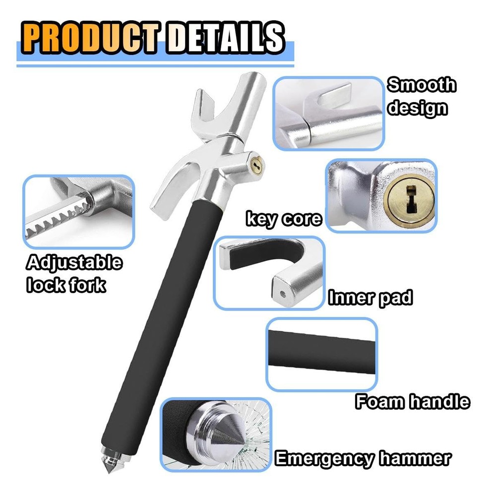 Car Steering Wheel Lock, Security Anti-Theft Device Retractable Black