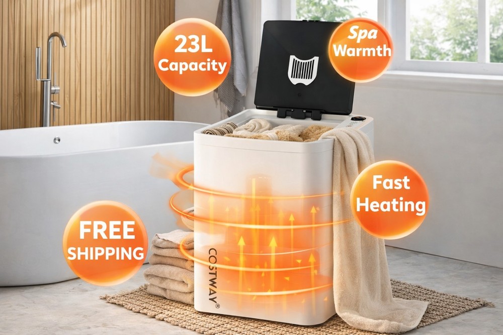 23L Towel Warmer Bucket | Blankets Socks Linens | Fast Heat Timer