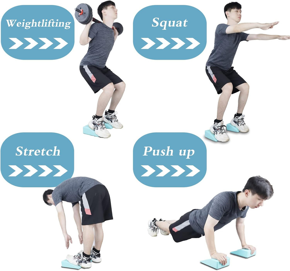 2 Pack Non-Slip Professional Squat Wedge Blocks - Heel Elevated Ramp for Squats,