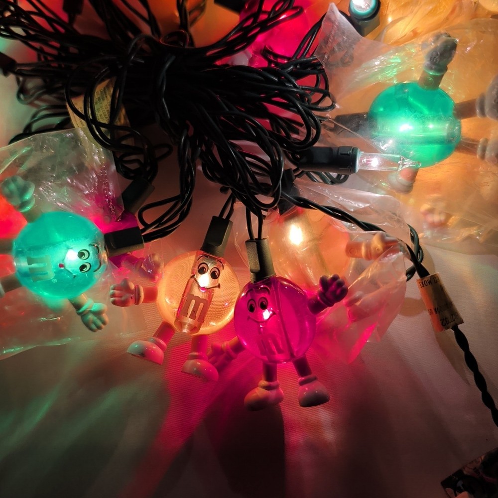 VTG M&M's STRING LIGHTS "Happy" 20 Light Set - 19 Foot String WORKING