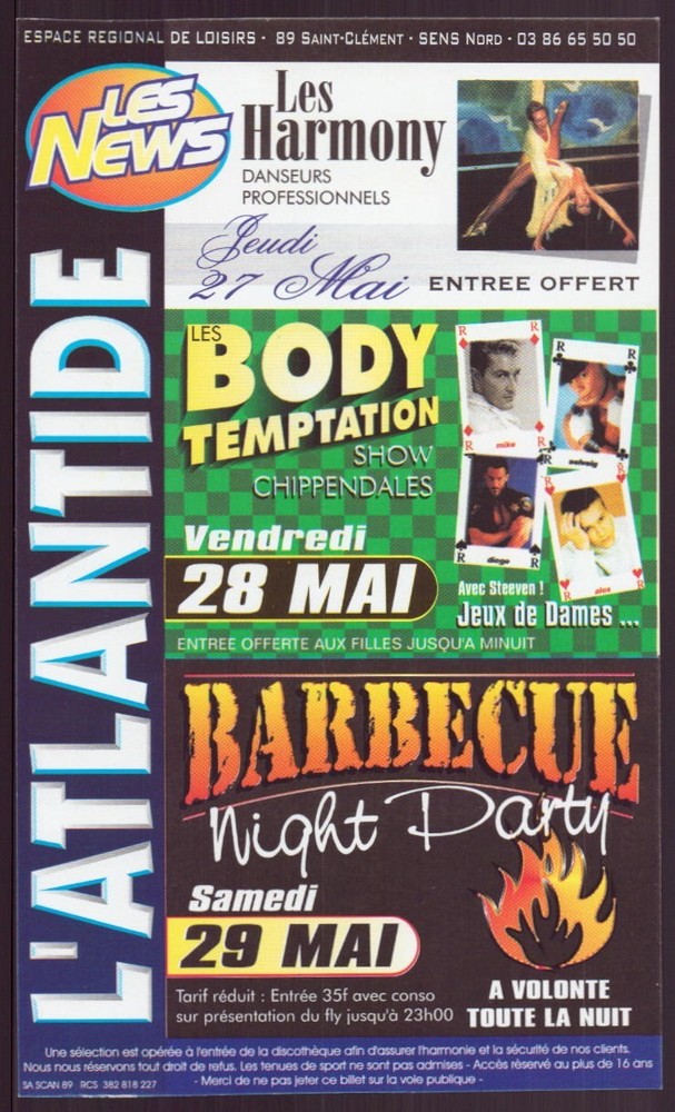 Advertising flyer "L'Atlantide" Disco in Saint Clement