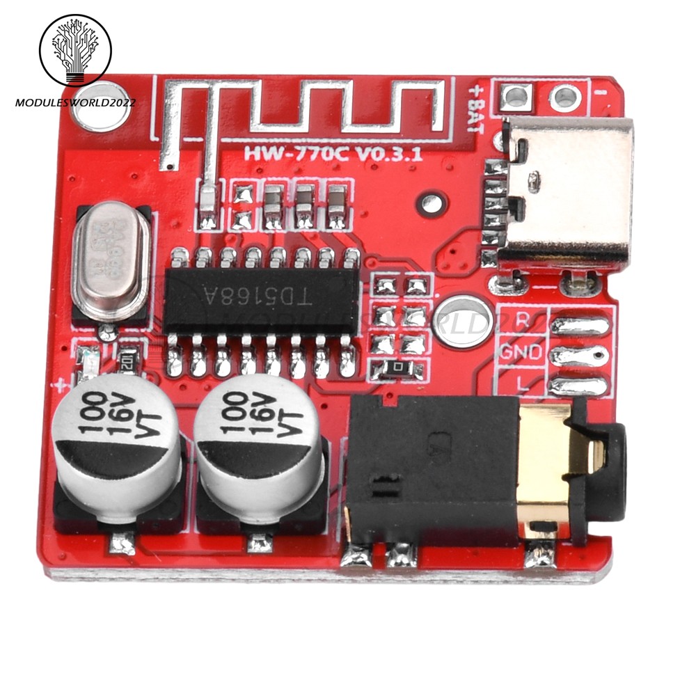 5pcs 3.7-5V Type-c Mini Bluetooth Audio Decoder Board MP3 Audio Receiver Module