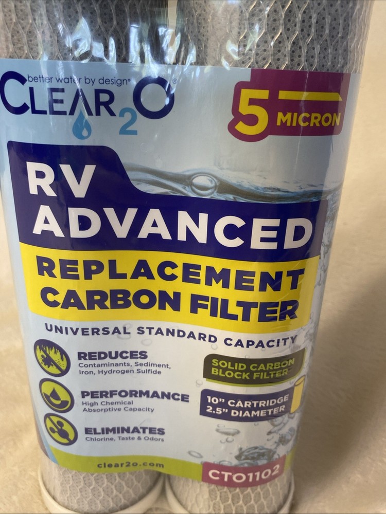 Clear 2O RV ADVANCED 5 MICRON CARBON FILTER CT01102. UNIVERSAL CAPACITY